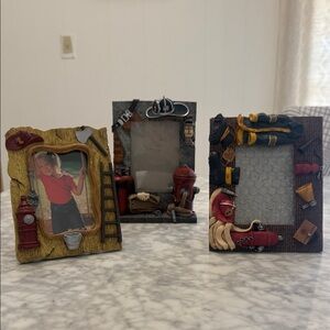 Firefighter-Themed Red and Black Decorative Photo Frame - Home Accents
